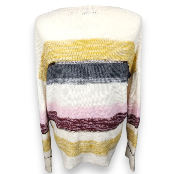 Rails Daphne Wool Cashmere Striped Sweater Cream Multi Metallic Size Large - Picture 4 of 17